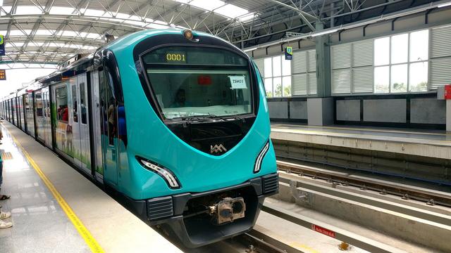Kochi Metro train at Palarivattom, Aug (Ernakulam, where the college is located)