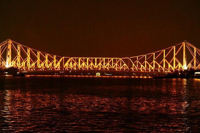 Howrah bridge at night (Howrah, where the college is located)