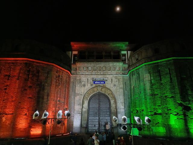 Front view of Shaniwar Wada illuminated (Maharashtra, where the college is located)