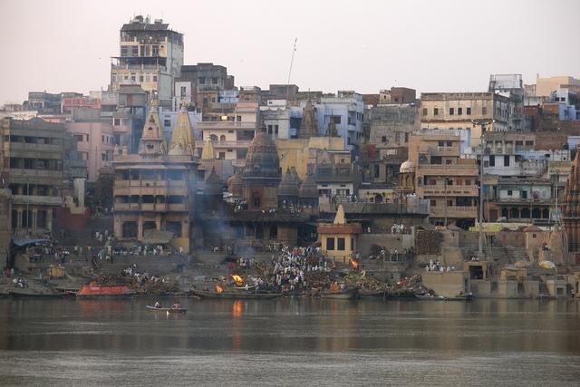 Varanasi, India, Ghats, Cremation ceremony in progress (Varanasi, where the college is located)