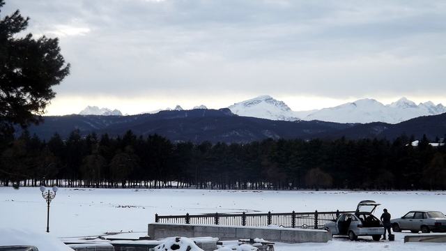 Nalchik, with the Caucasus mountains